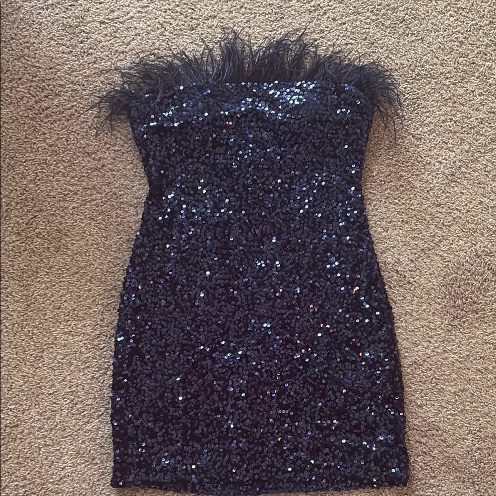 B Darlin Navy Sequin Mini Dress